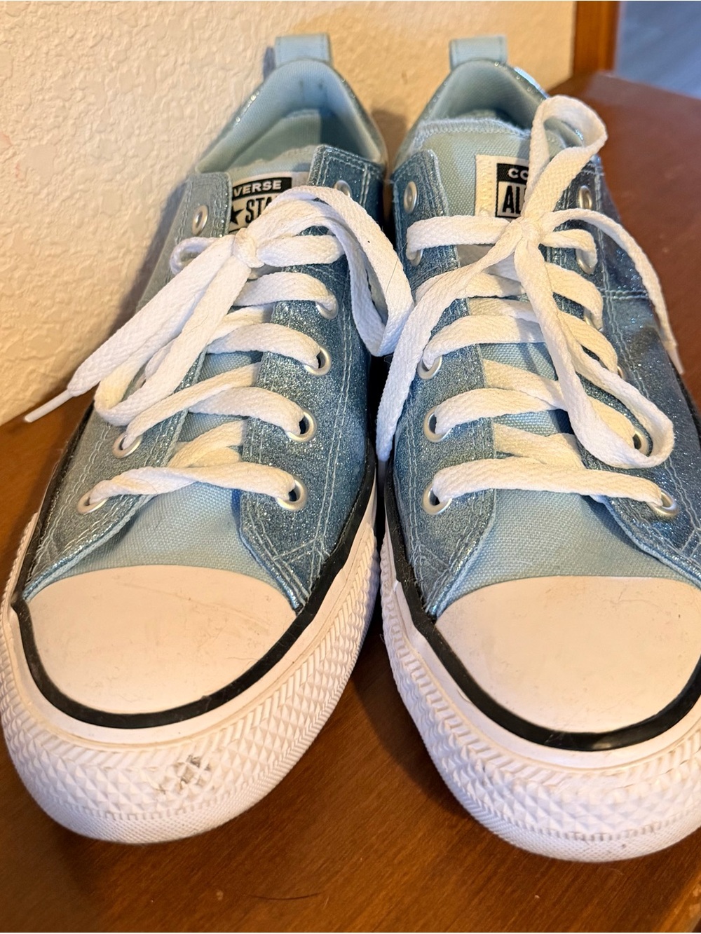 Converse Kids Light Blue Low Top Canvas Sneakers with White Laces